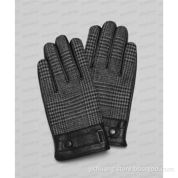 Grid customized PU Imitation leather mens glove